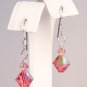Small Diamond Drop Crystal Earrings in Pink - Bridesmaid Wedding Earrings