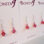 Small Diamond Drop Crystal Earrings in Pink - Bridesmaid Wedding Earrings
