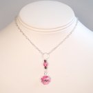 Pink Flower Crystal Pendant Necklace