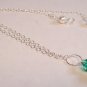 White Pearl and Light Emerald Crystal Pendant Bridesmaids Necklace