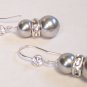 Taylor Pearl and Rhinestone Earrings with CZ French Hooks