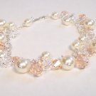 Chloe Pearl and Crystal Bracelet in Ivory cream and Light Peach