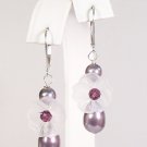 Purple Peony Flower Earrings, Bridal and Bridesmaid Earrings