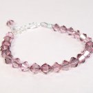 Pink Single Strand Crystal Bridesmaid Bracelet, Sterling Silver, Adjustable