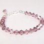 Pink Single Strand Crystal Bridesmaid Bracelet, Sterling Silver, Adjustable