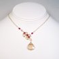 Dew Drop Vine Necklace w/ Teardrop - Gold Filled - Champagne and Red Crystals