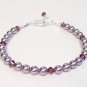 Amethyst Crystal and Mauve Pearl Bracelet - Wedding Jewelry - Bridesmaid