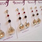 Champagne Teardrop Earrings with Red and Brown Crystals - Gold Filled - CZ Posts