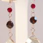Champagne Teardrop Earrings with Red and Brown Crystals - Gold Filled - CZ Posts