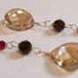 Champagne Teardrop Earrings with Red and Brown Crystals - Gold Filled - CZ Posts