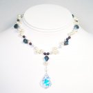 Payton Illusion Necklace in Navy Blue and Light Blue - Bridesmaid Necklace