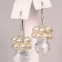 Dilynn Crystal Teardrop Pearl Cluster Earrings - Wedding Earrings - Sterling Silver