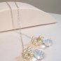 Dilynn Crystal Teardrop Necklace with pearl Clusters - Sterling Silver