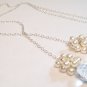 Dilynn Crystal Teardrop Necklace with pearl Clusters - Sterling Silver