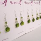 Gabrielle Teardrop Earrings in Cream and Green - Sterling Silver - Bridesmaid Earrings