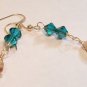 Champagne Teardrop Earrings with Teal Blue Crystals - Gold Filled - Wedding Bridesmaid Earrings