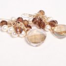 Luka Teardrop Cluster Earrings Bridesmaid Earrings - Champagne, Browns and Ivory Cream
