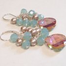 Bayberry Teardrop Cluster Earrings - ridesmaid Earrings - Purples, Browns and Blues