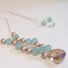 Bayberry Necklace - Purples, Blues and Almond Brown - Sterling Silver - Bridesmaid Necklace
