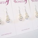 Ivory Pearl Drop Wedding Earrings - Sterling Silver - Bridesmaid Cream
