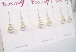 Ivory Pearl Drop Wedding Earrings - Sterling Silver - Bridesmaid Cream