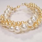 Ivory and Gold Pearl Twisted Bracelet - 14k Gold Filled