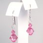 Pink Crystal Bridesmaid Earrings - Rose - Sterling Silver - Wedding Jewelry