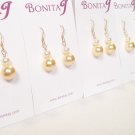 Gold and Ivory cream Earrings - Bridesmaid - 14k gold filled metal - Jewelry
