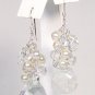 Teardrop Cluster Earrings Bridal earrings - Ivory Cream Pearls - Clear Teardrops