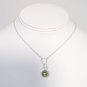 Green Bridesmaid Pendant Necklace - Sterling Silver - Light Green Pearls and Clear Crystals