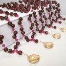 Teardrop Illusion Bridesmaid Necklaces - Pearls and Crystals Maroon Champagne Hot Pink