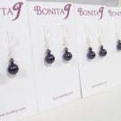 Purple Pearl and Crystal Bridesmaid earrings - Sterling silver