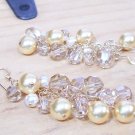 Champagne Gold Ivory Cluster Bridal earrings - Gold Filled