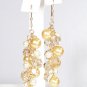 Champagne Gold Ivory Cluster Bridal earrings - Gold Filled