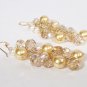 Champagne Gold Ivory Cluster Bridal earrings - Gold Filled