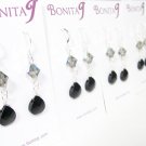 Black Bridesmaid Earrings - Teardrop Crystal - Wedding Jewelry