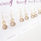Champagne Bridesmaid Earrings - Pearls and Crystals - Gold Filled