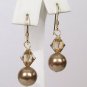 Champagne Bridesmaid Earrings - Pearls and Crystals - Gold Filled