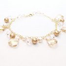 Teardrop Cluster Bracelet - Champagne Brown - 14k Gold Filled - Bridesmaid Bracelet