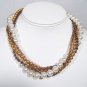 Minka 4 Strand Twisted Layered Necklace - Antique Copper - Pearls and Crystals
