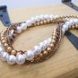 Minka 4 Strand Twisted Layered Necklace - Antique Copper - Pearls and Crystals