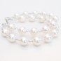 Double Strand White Pearl and Clear Crystal Bracelet - Wedding Bracelet