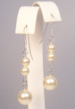 Pearl Drop Earrings - Sterling Silver - Wedding Bridal jewelry Earrings