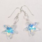 Crystal AB Single Starfish Earrings with Sterling Silver French Hooks