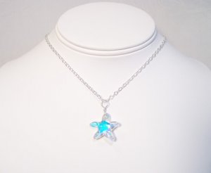Clear AB Crystal Starifsh necklace with Sterling Silver Chain