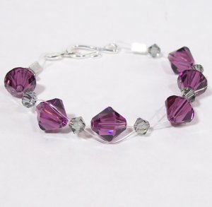 Amethyst & Black Diamond Crystal Illusion Bracelet