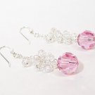 Light Pink & Clear Crystal Chandelier Earrings - Bridesmaid Jewelry
