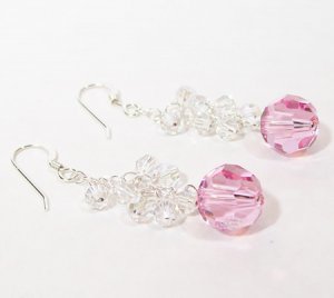 Light Pink & Clear Crystal Chandelier Earrings - Bridesmaid Jewelry