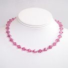 Pink Single Strand Crystal Necklace - Bridesmaid Necklace