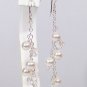 White Pearls & Clear Crystal Cluster Wedding Earrings